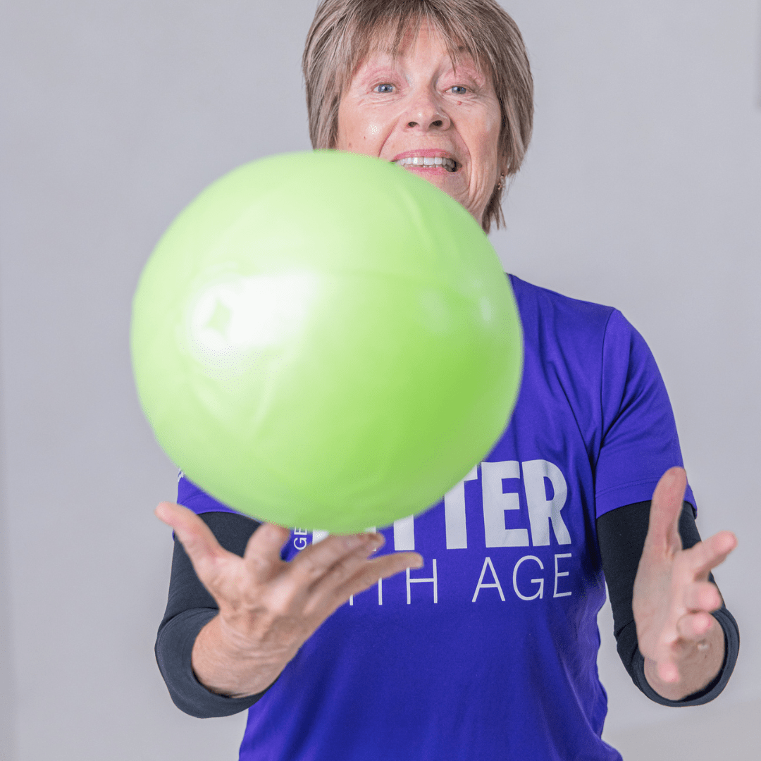 Women with pilates ball