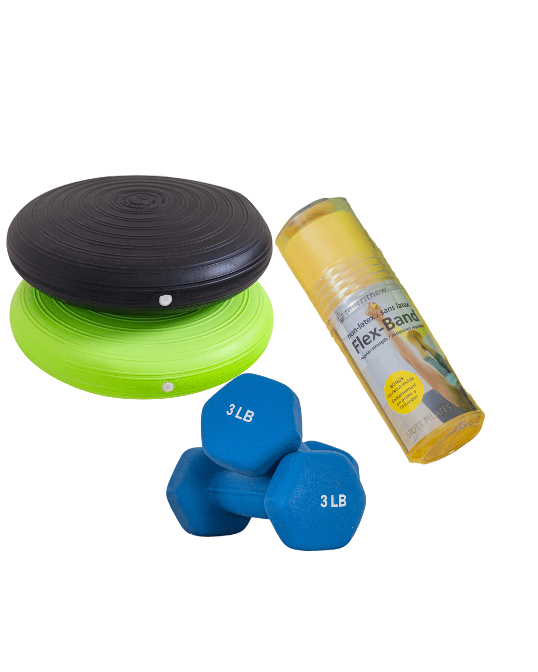 Exercise Bands, Stability Cushion and Weights