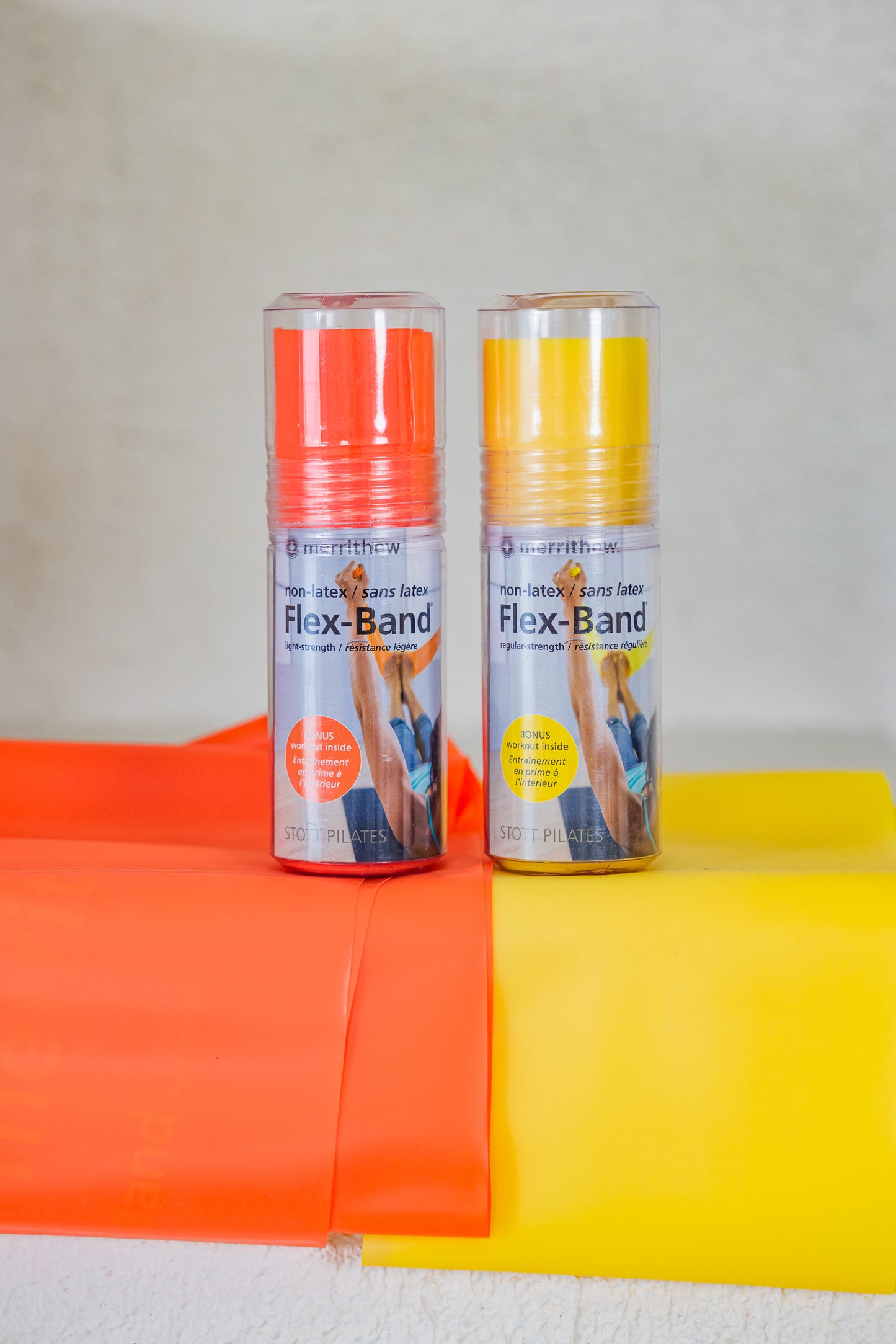 Resistance bands in yellow and orange