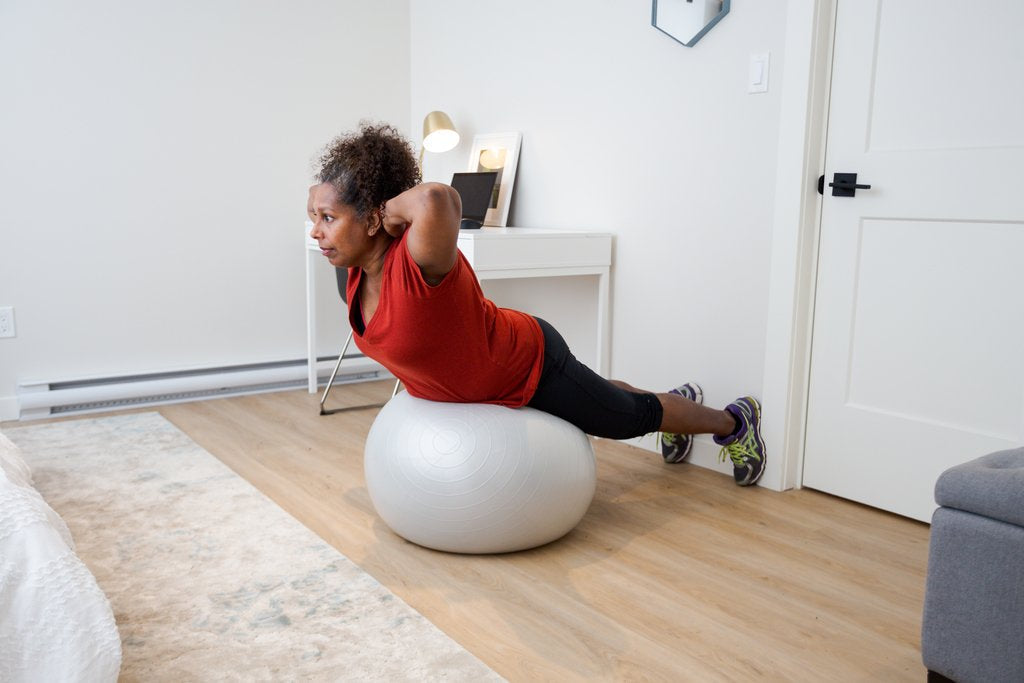 Balance Exercise for Elderly, Woman on stability ball